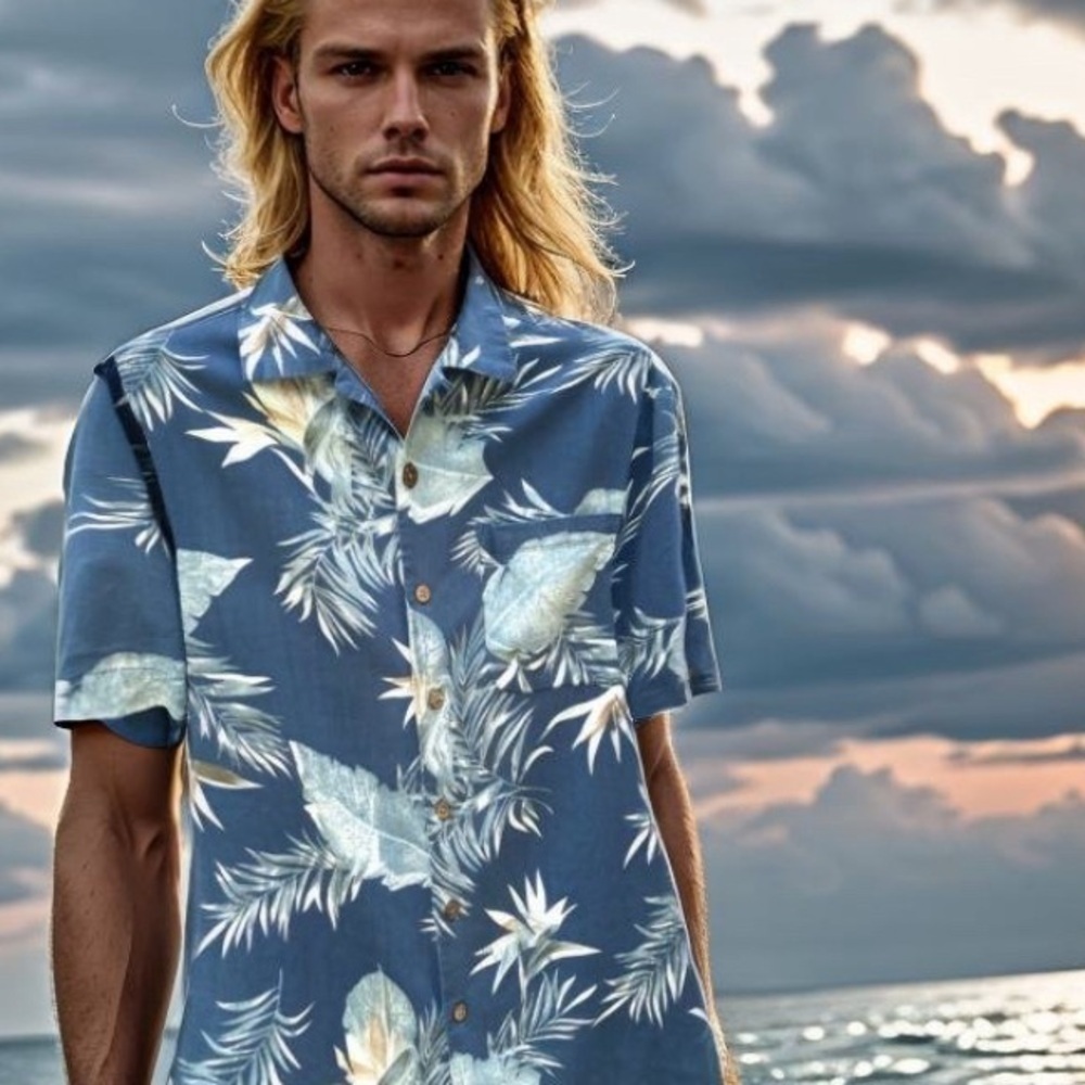 Vintage 100% Silk Tropical Hawaiian Style Resort Shirt Size XL